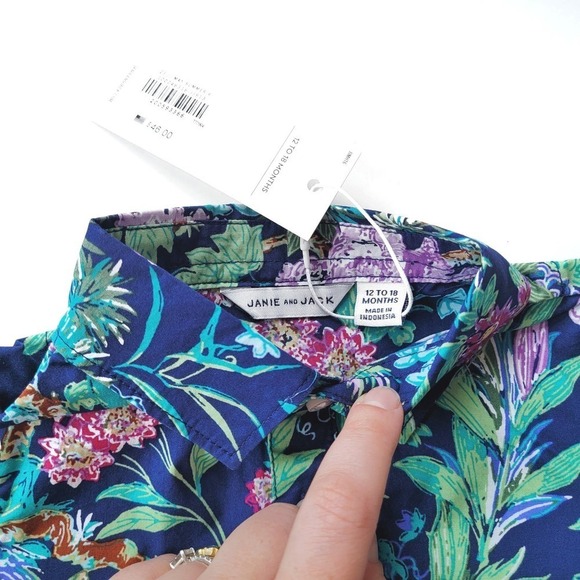 New Janie & Jack 12-18 Months Floral Button Up Romper NWT - Picture 4 of 5